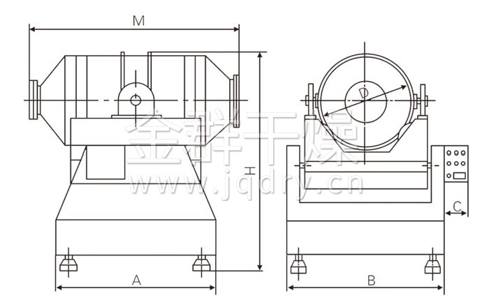 二维运动混合机结构示意图 二维运动混合机结构示意图